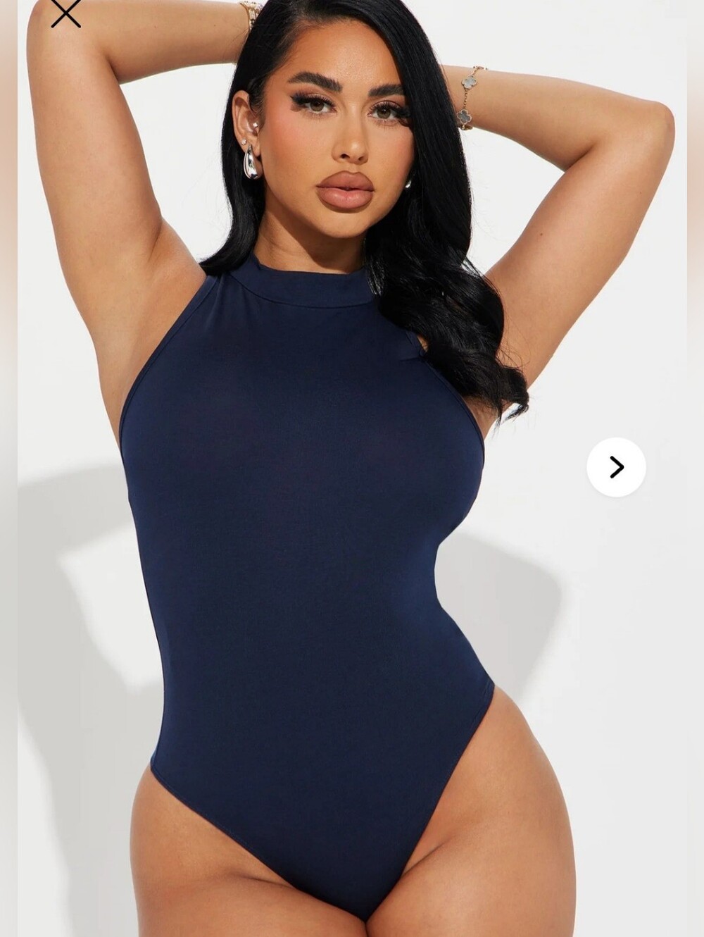 Mel Sleeveless Mock Neck Bodysuit - Navy blue